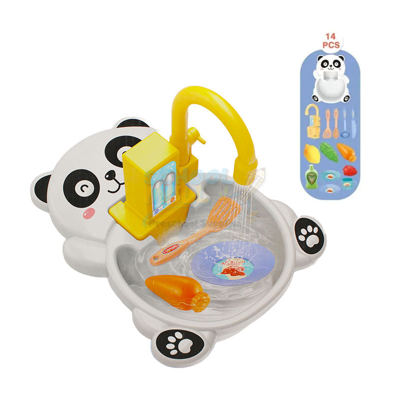 Electric Kitchen Sink Set with Circulating Water - Panda Edition - Tiny Toys