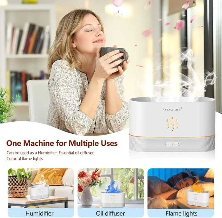 Flame Air Humidifier & Aroma Diffuser ( Multiple Colour Lights)