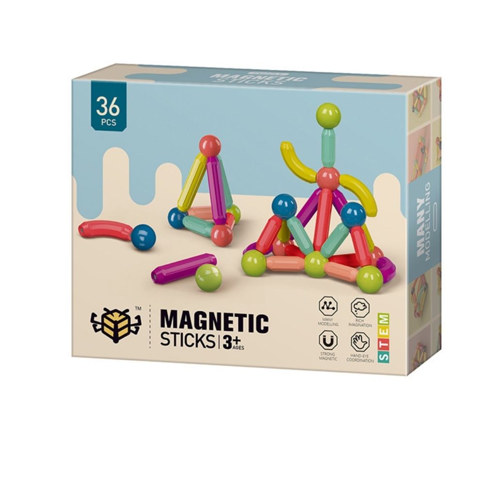 36-Piece Magnetic Building Sticks Set for Creative Play - Tiny Toys