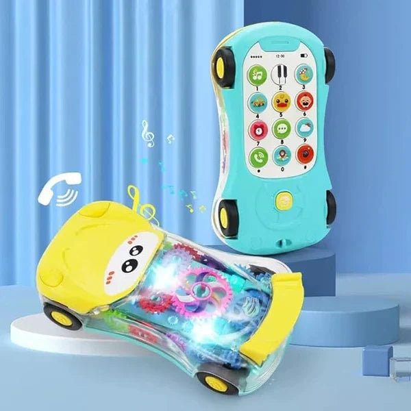 2 in 1 Transparent Car And Musical Mobile Phone - Tiny Toys