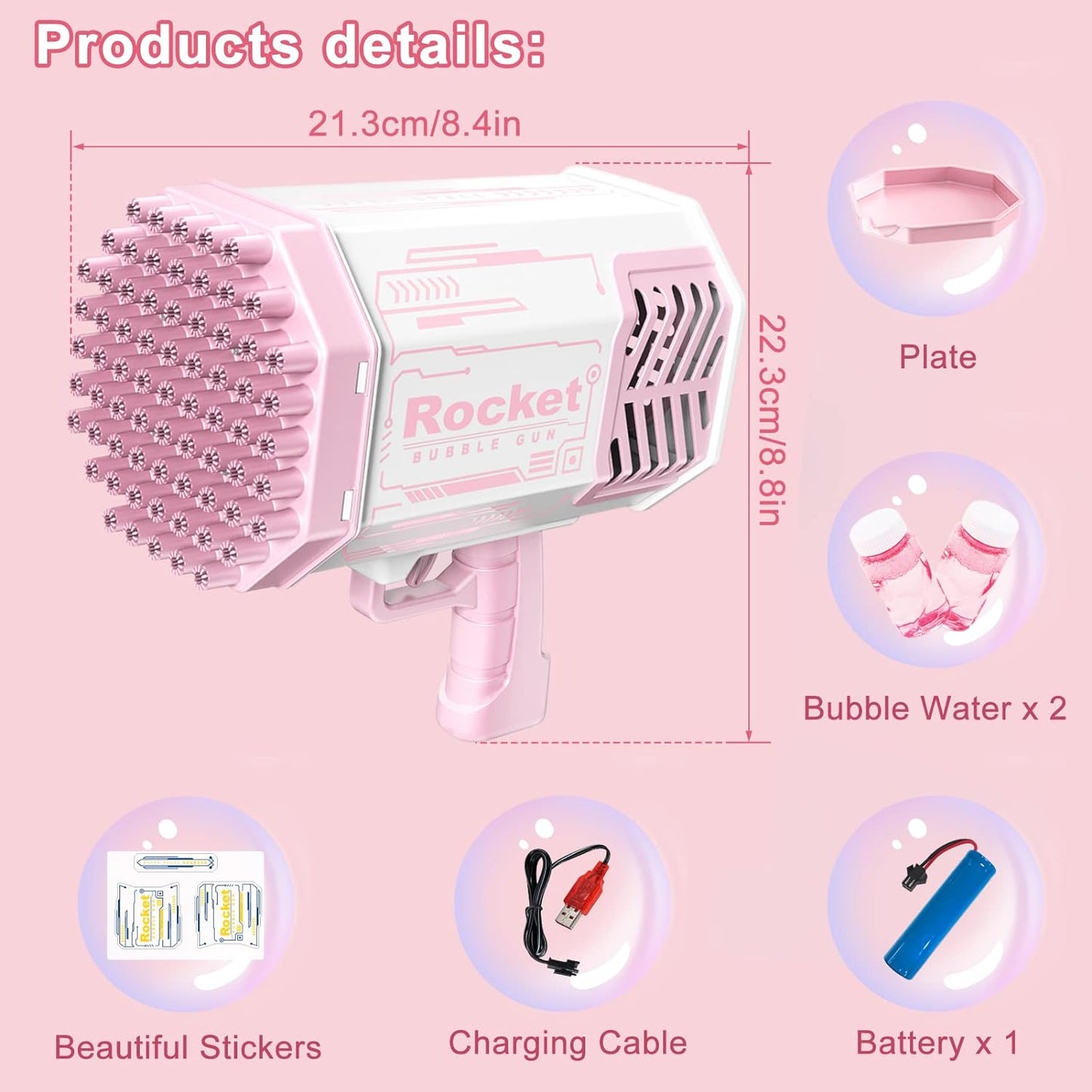 Bazooka Bubble Machine With 69 Holes & Bubble Solution (Automatic) - Tiny Toys