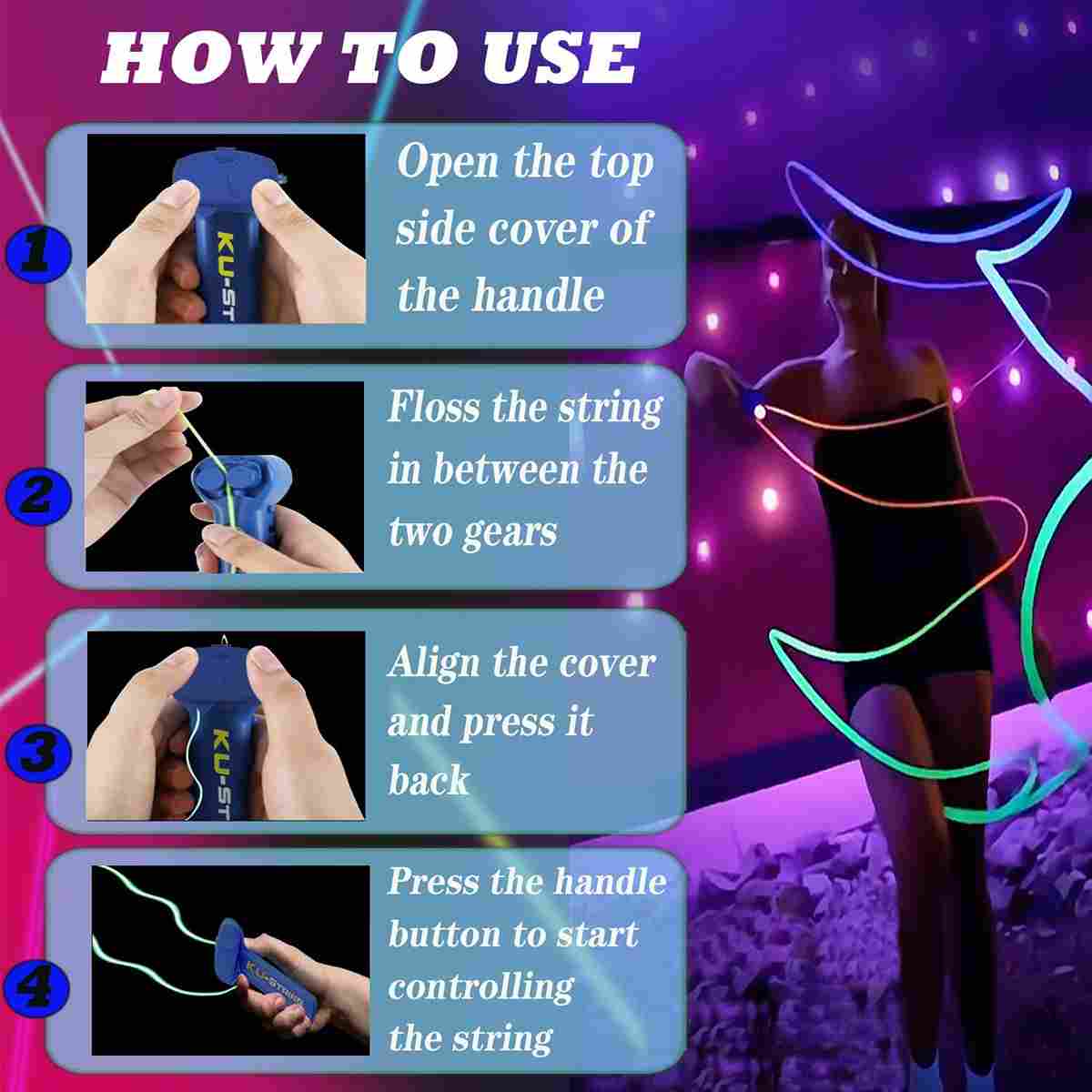 Glowing Ku-string Rope Launcher Toy - Tiny Toys