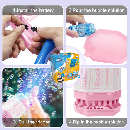 Bazooka Bubble Machine With 69 Holes & Bubble Solution (Automatic) - Tiny Toys