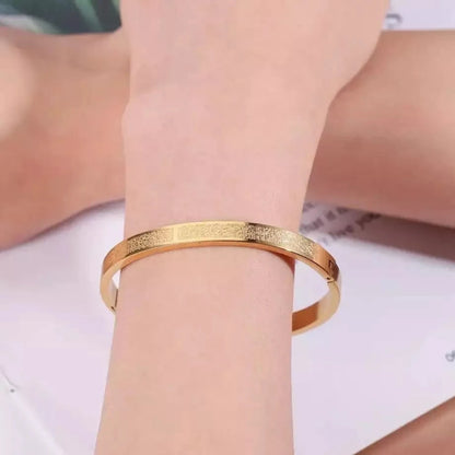 Enclosed Ayat ul Kursi Bangle Bracelets Stainless Steel Gold Plated