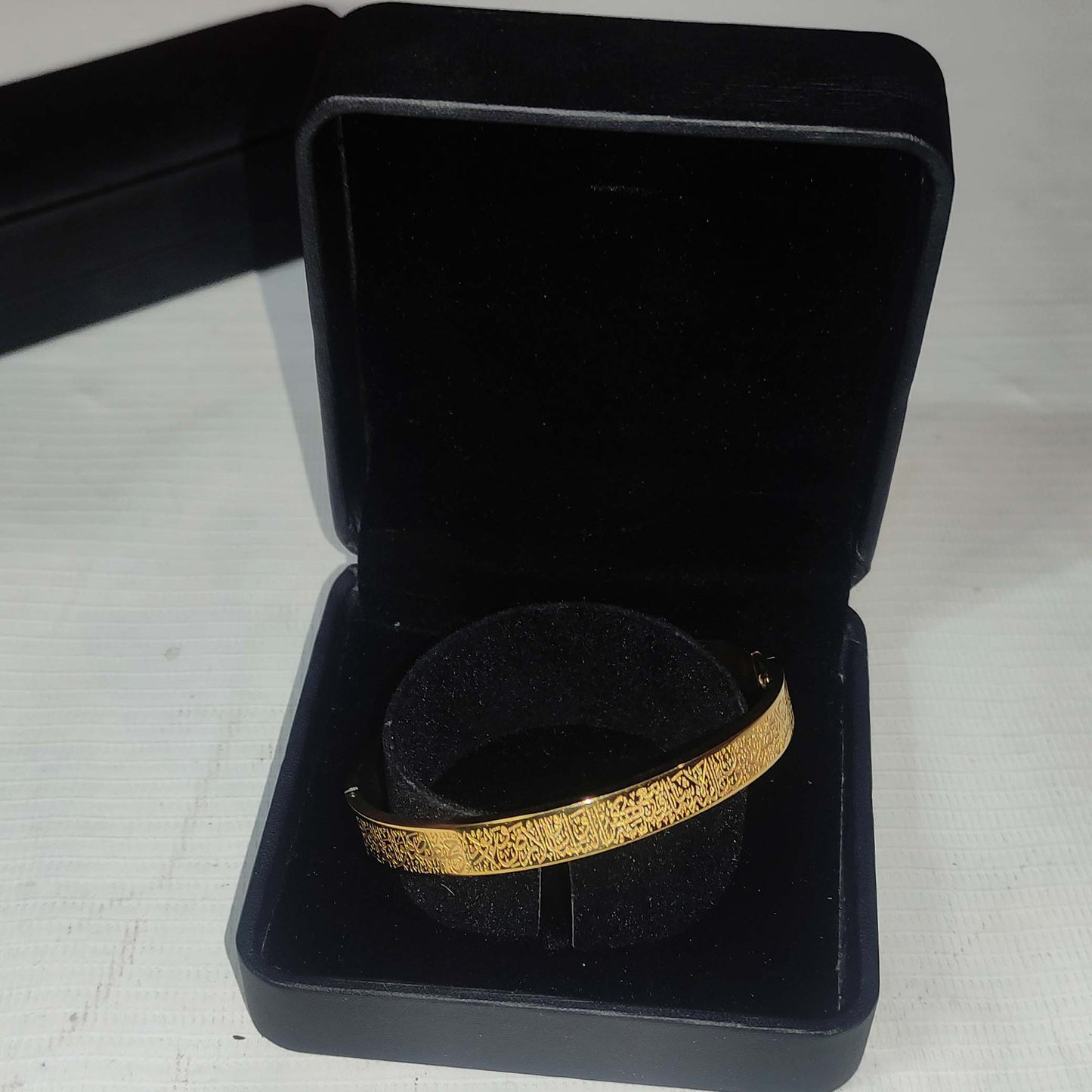 Enclosed Ayat ul Kursi Bangle Bracelets Stainless Steel Gold Plated