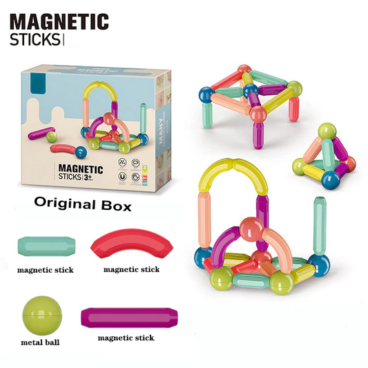 36-Piece Magnetic Building Sticks Set for Creative Play - Tiny Toys