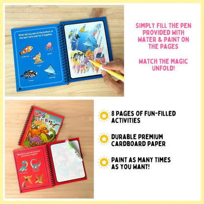 Magic Water Book Painting Drawing Coloring Board Book Doodle & Magic Water Pen - Tiny Toys