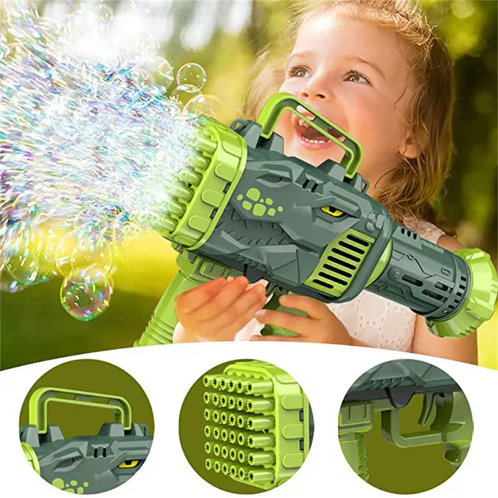32 Holes Dinosaur Bubble Machine Gun - Tiny Toys