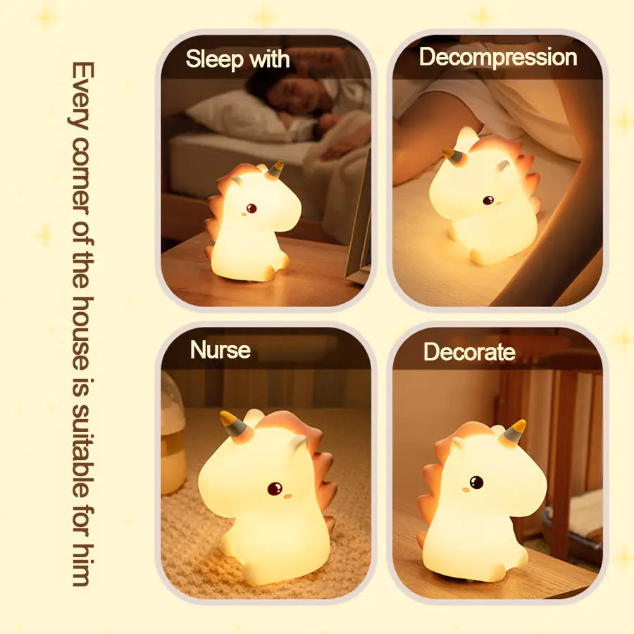 Unicorn Night Light - Soft Rechargeable Silicone Lamp