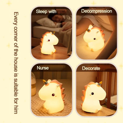 Unicorn Night Light - Soft Rechargeable Silicone Lamp