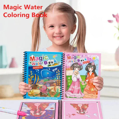 Magic Water Book Painting Drawing Coloring Board Book Doodle & Magic Water Pen - Tiny Toys