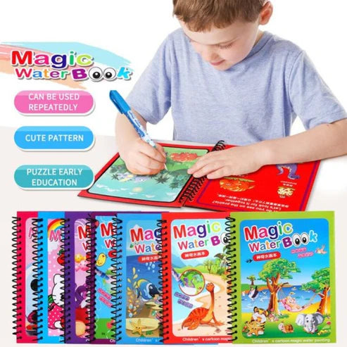 Magic Water Book Painting Drawing Coloring Board Book Doodle & Magic Water Pen - Tiny Toys