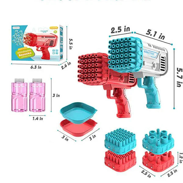 Bazooka Bubble Gun 36 Holes with 2 Heads (Automatic) Small Size - Tiny Toys