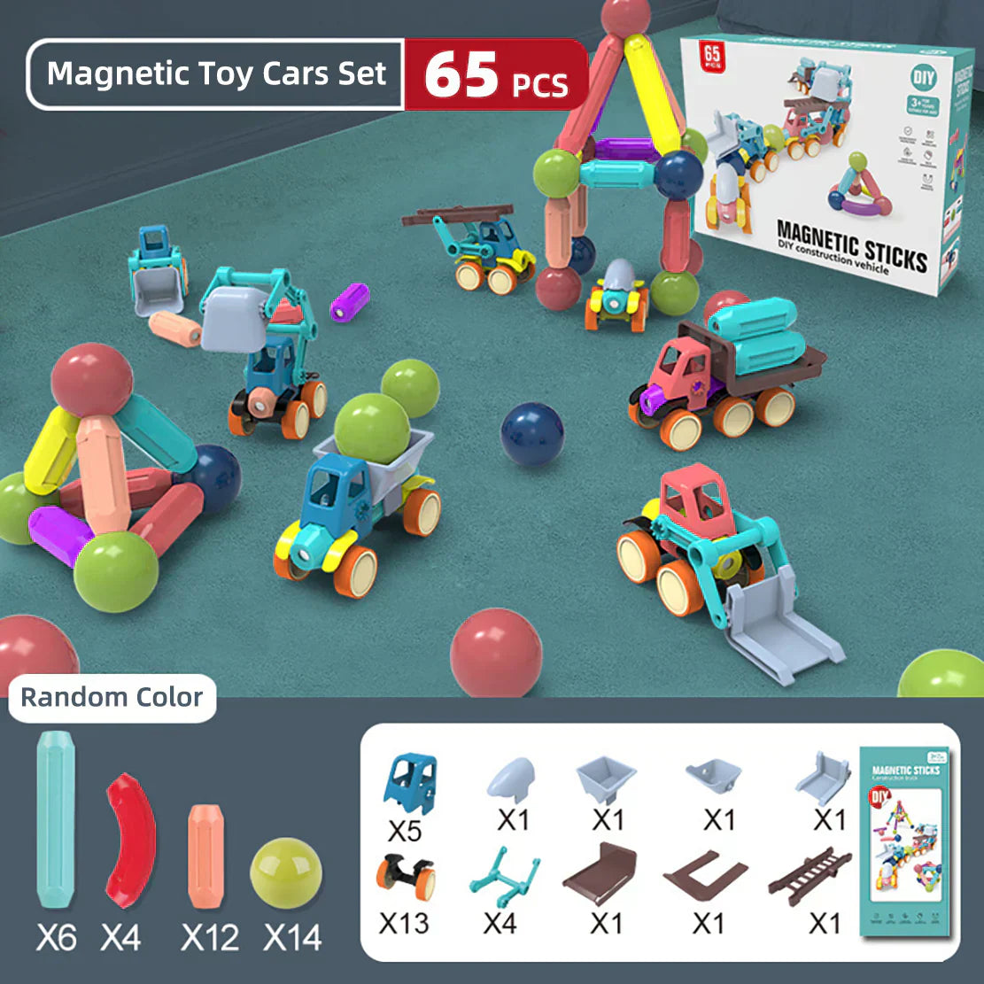 Magnetic Construction Car Building Sticks Toy - Tiny Toys