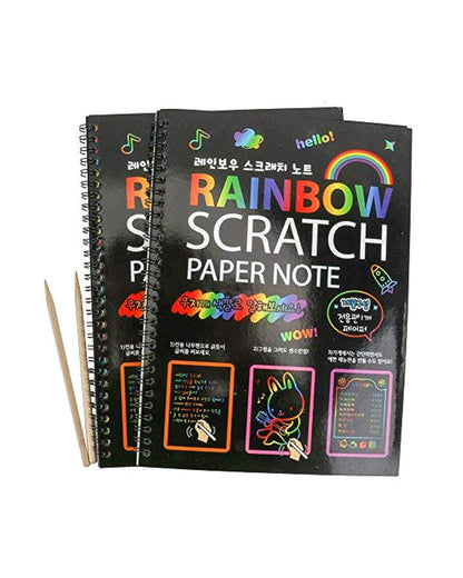Rainbow Scratch Paper Note Pad Magic Doodle Notebook - Tiny Toys